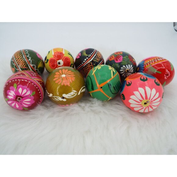 Decorative Hand Painted Wood Easter Eggs Lot of 9 - Picture 3 of 6